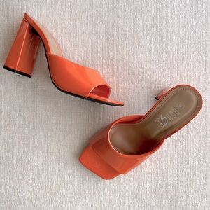 Patent Orange Mules